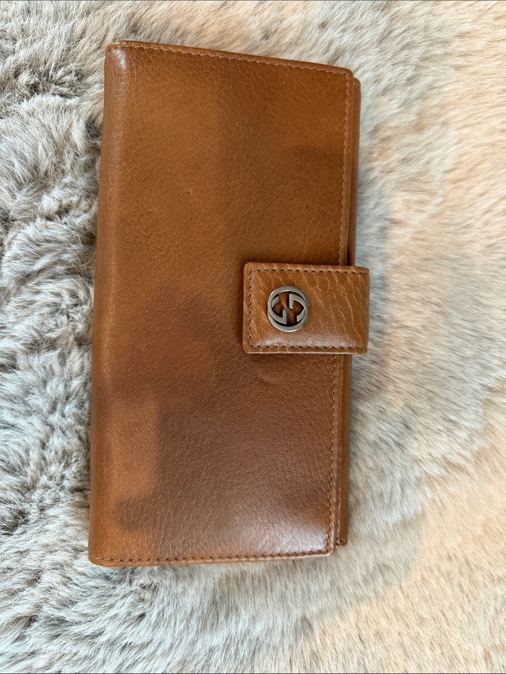 Gucci Tan Leather Key & Card Organizer with Interlocking G Snap